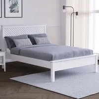Chevron Double Bed Frame with Chevron Detailing - White