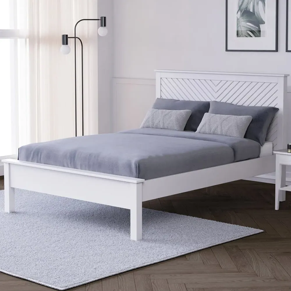 Chevron Double Bed Frame with Chevron Detailing - White image