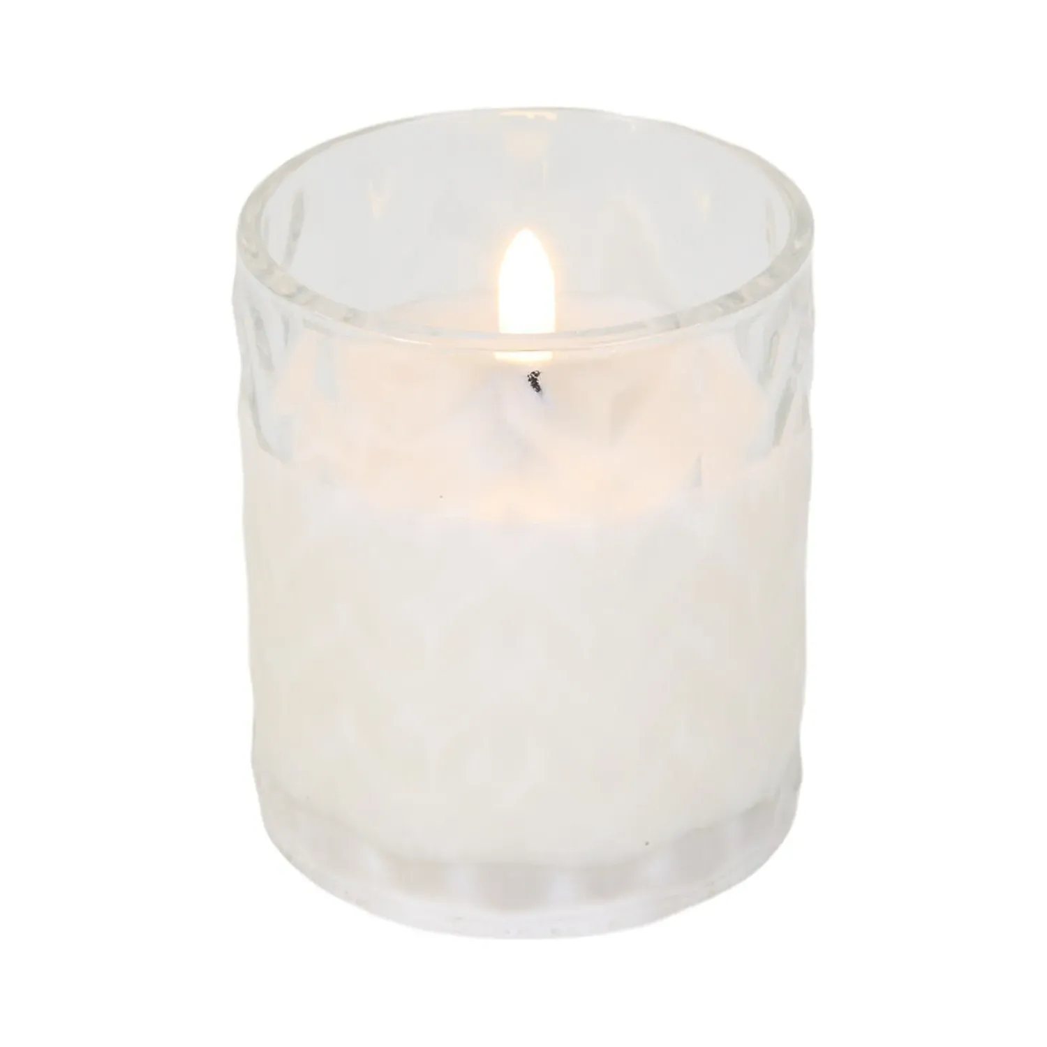 Chevron Glass LED Candle - White
