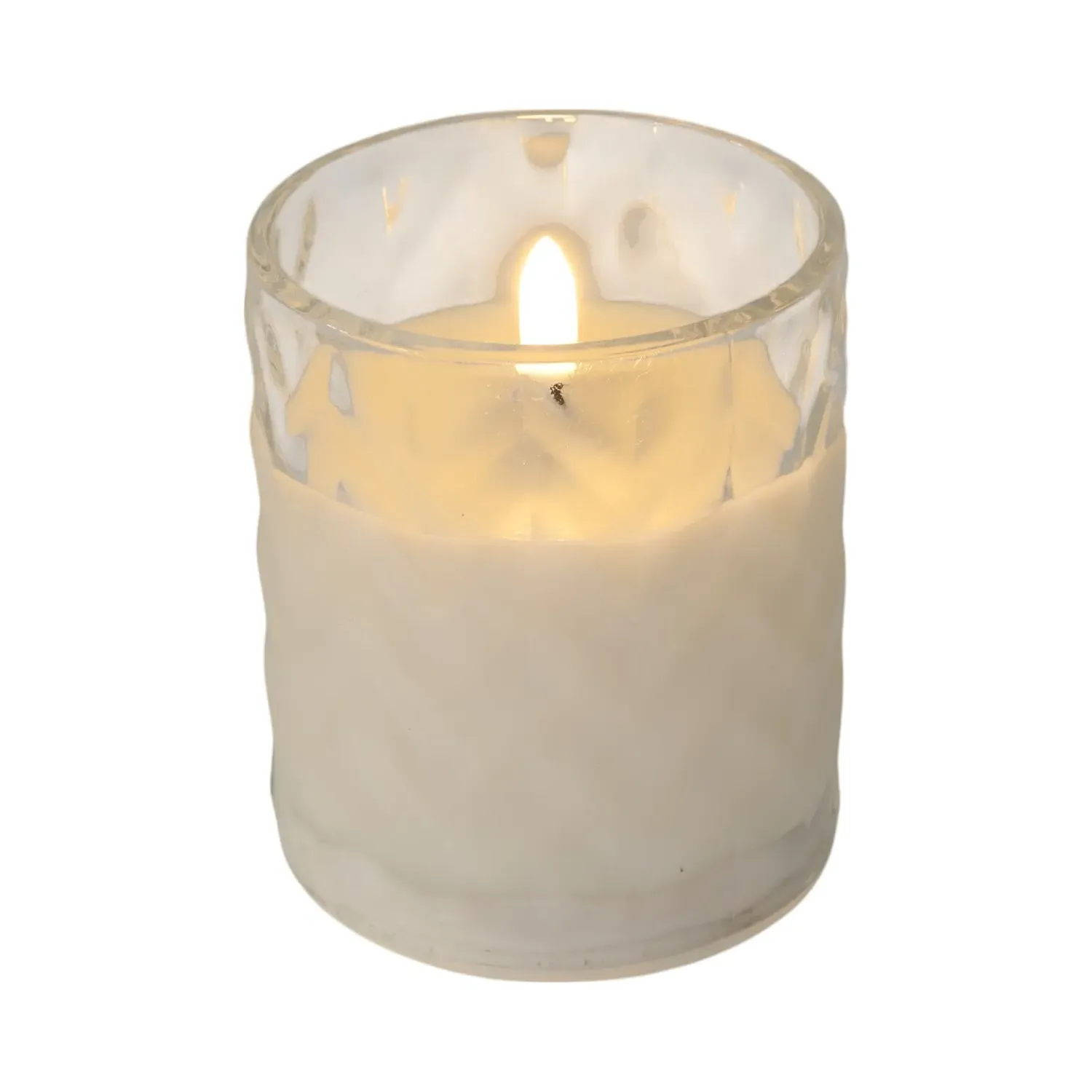 Chevron Glass LED Candle - White