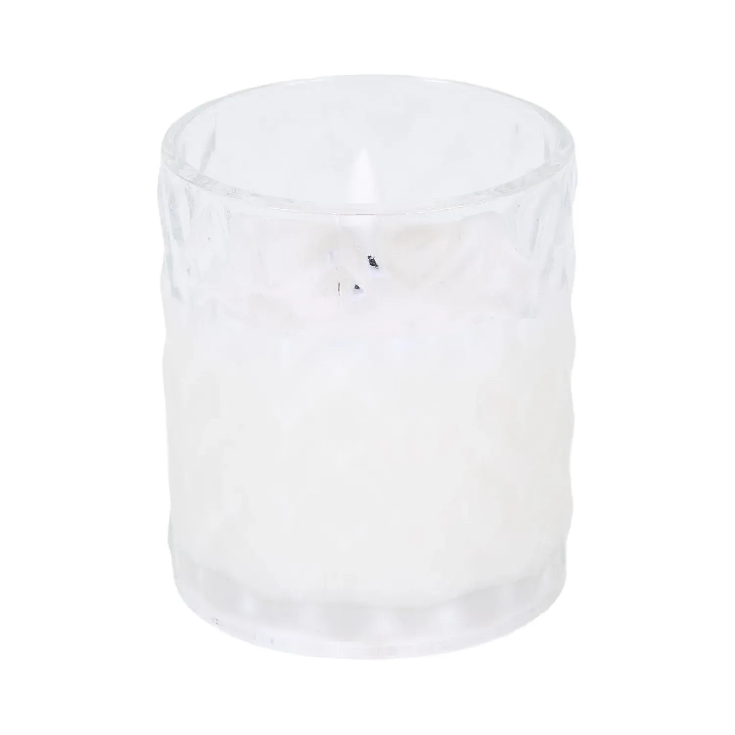 Chevron Glass LED Candle - White image
