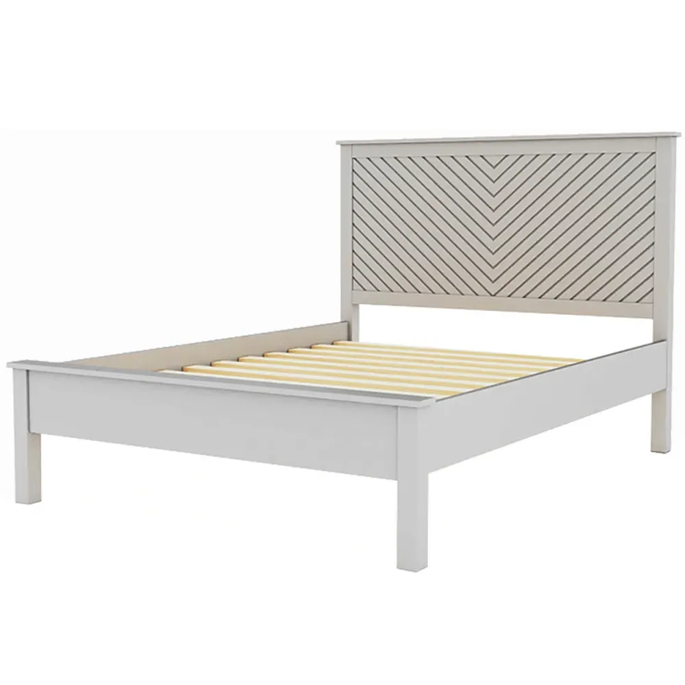 Chevron King Size Bed Frame with Chevron Detailing - White