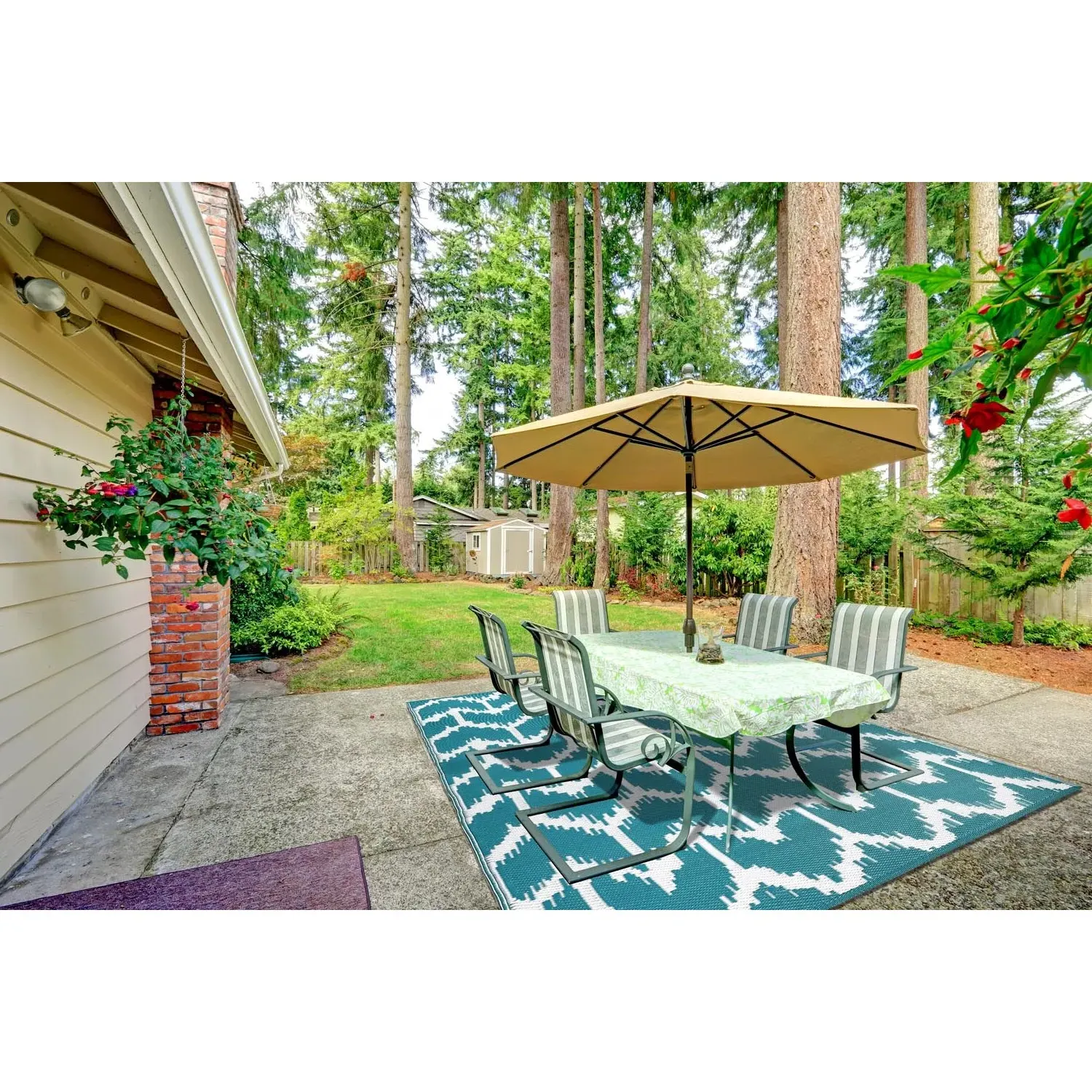 Chevron Outdoor Rug - Teal