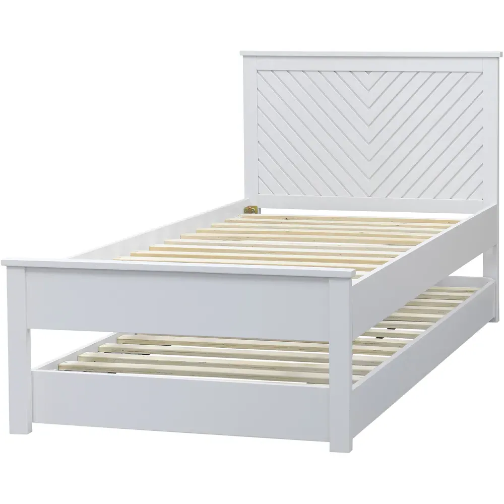 Chevron Single Guest Bed with Trundle - White