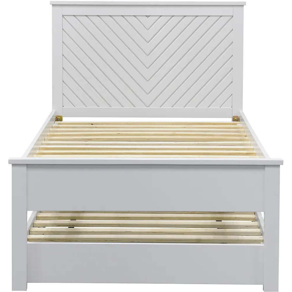 Chevron Single Guest Bed with Trundle - White