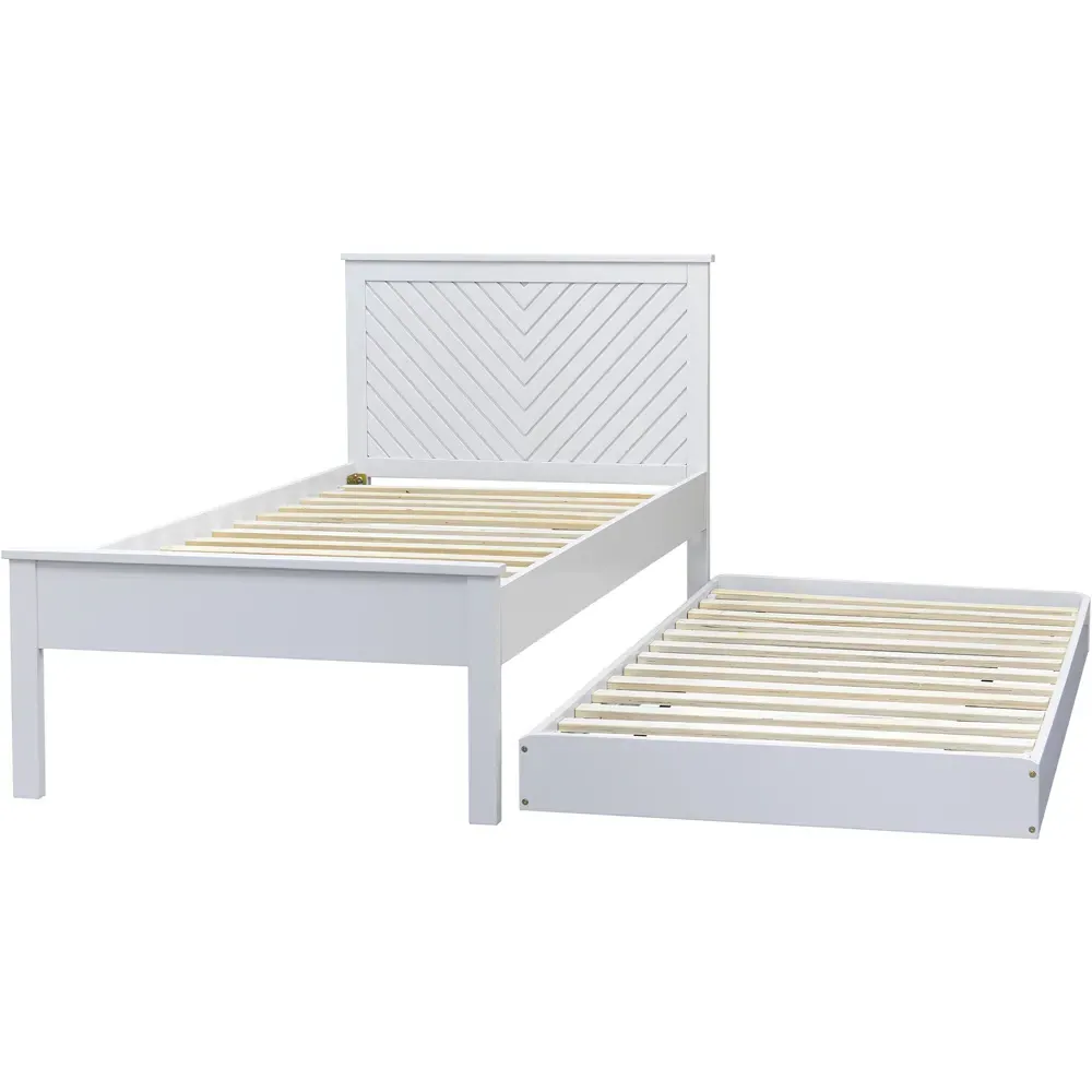 Chevron Single Guest Bed with Trundle - White