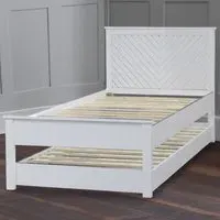 Chevron Single Guest Bed with Trundle - White