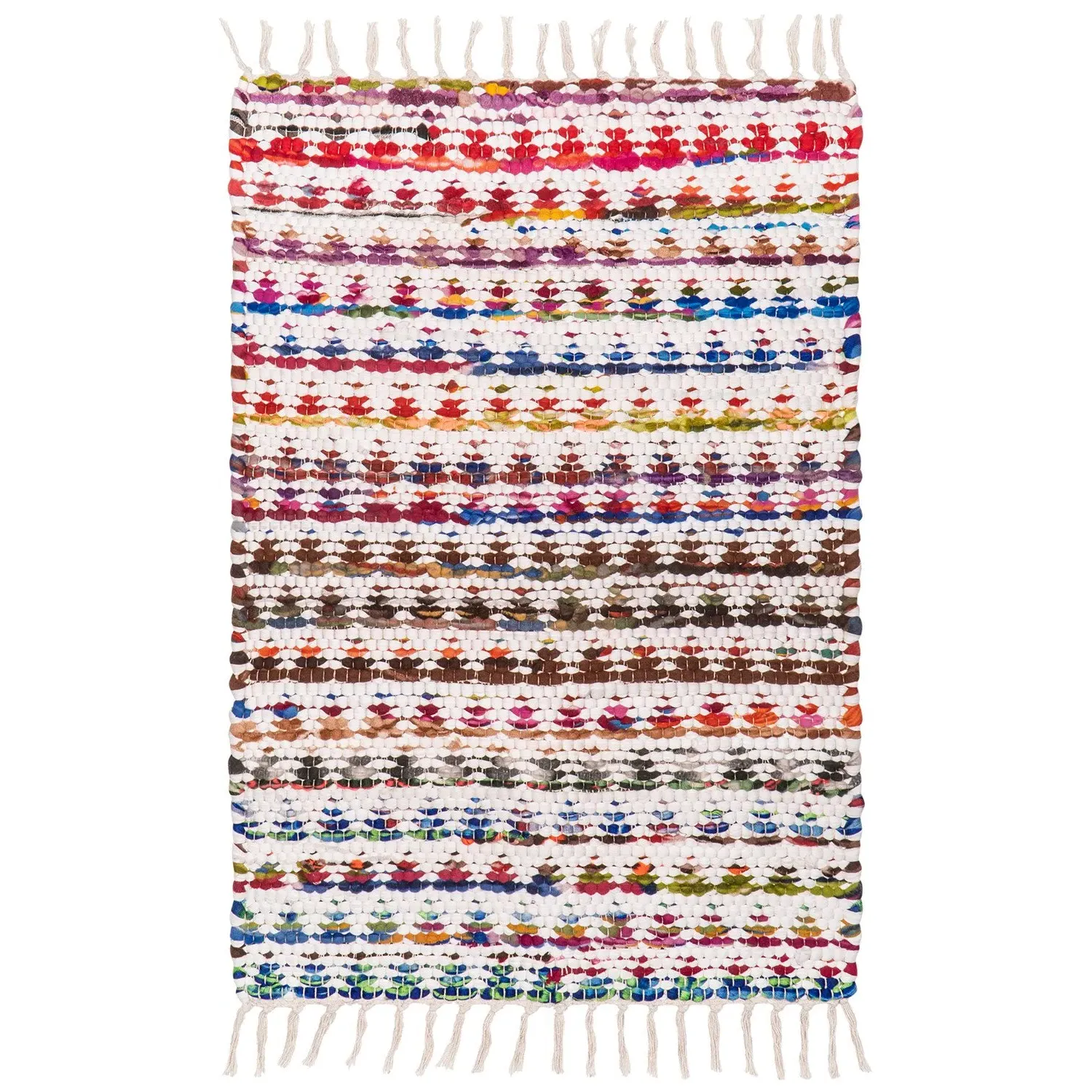 Chindi Geometric Tassel Trim Rug - Multicolour image