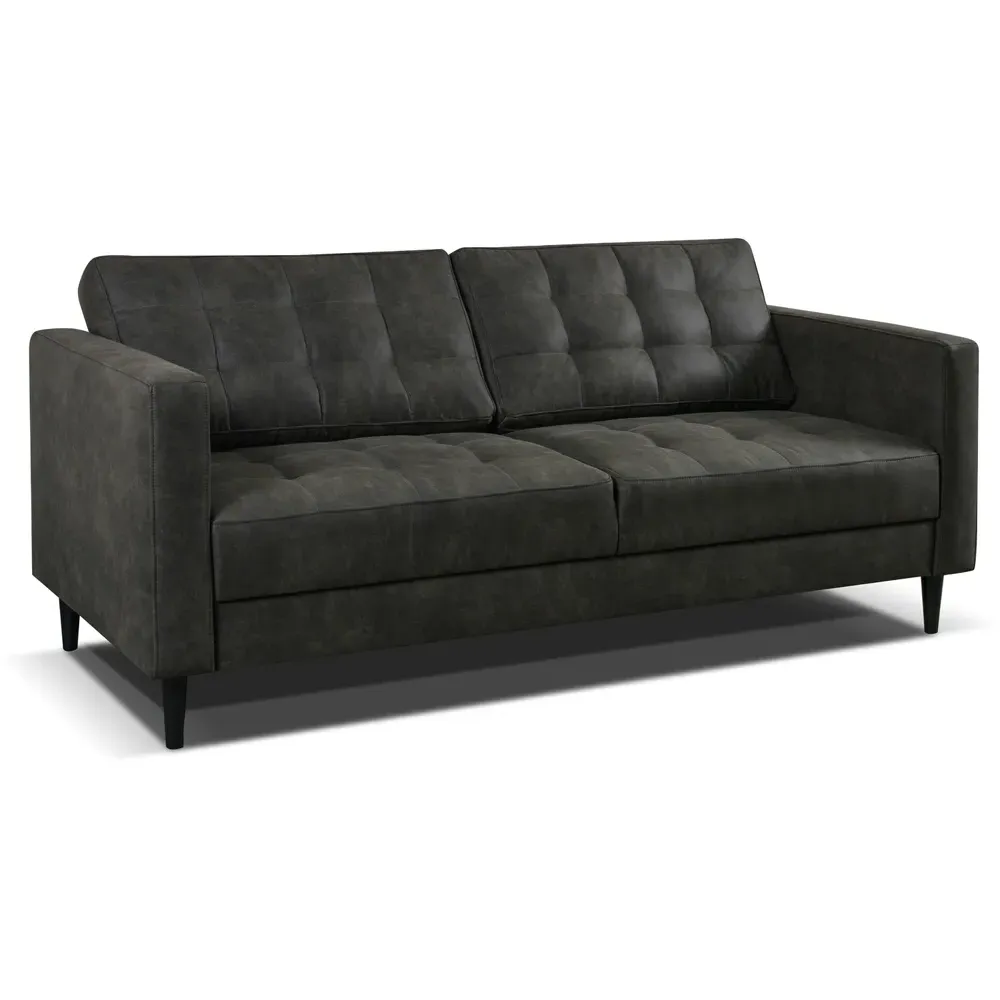 Chloe 2-Seater Chaise Sofa with Reversible Ottoman - Black