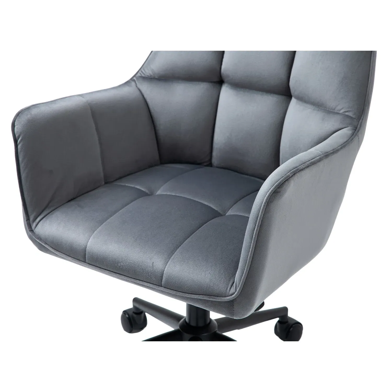 Chloe Office Chair with Winged Arms - Grey, Velvet