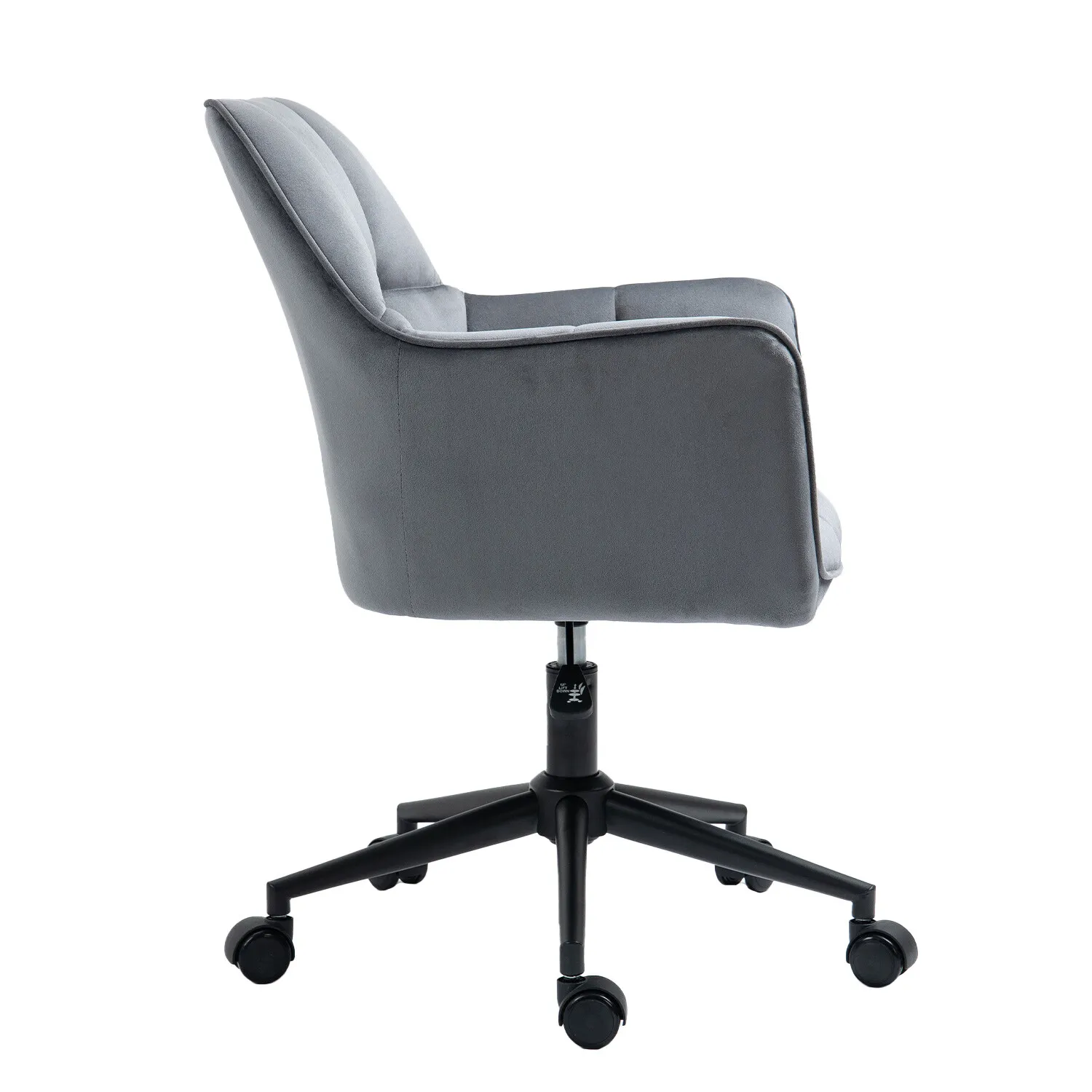 Chloe Office Chair with Winged Arms - Grey, Velvet
