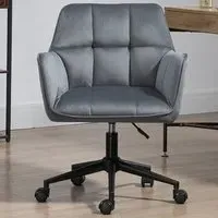 Chloe Office Chair with Winged Arms - Grey, Velvet