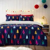 Christmas Brights Double Fleece Duvet - Navy