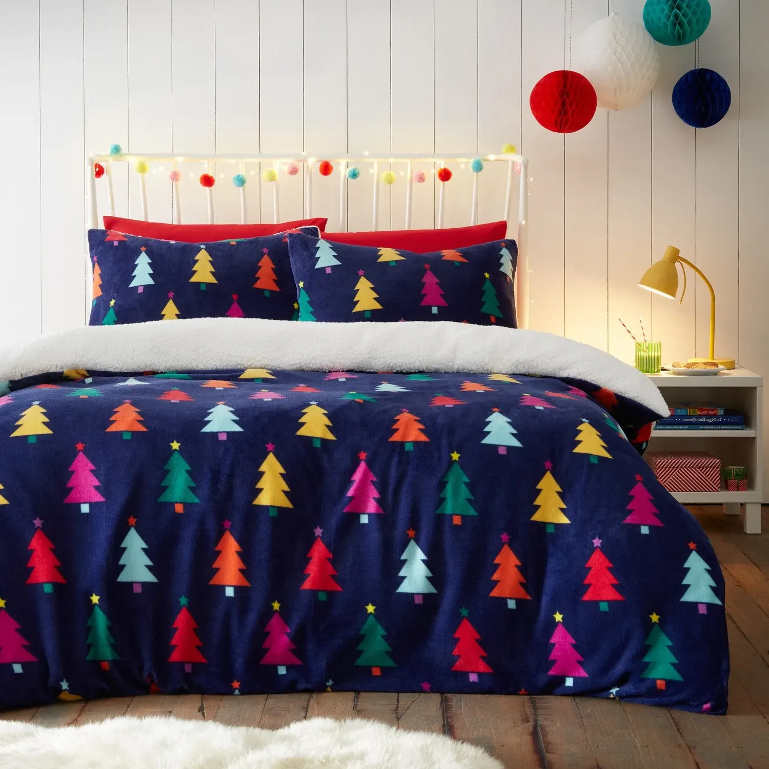 Christmas Brights Double Fleece Duvet - Navy