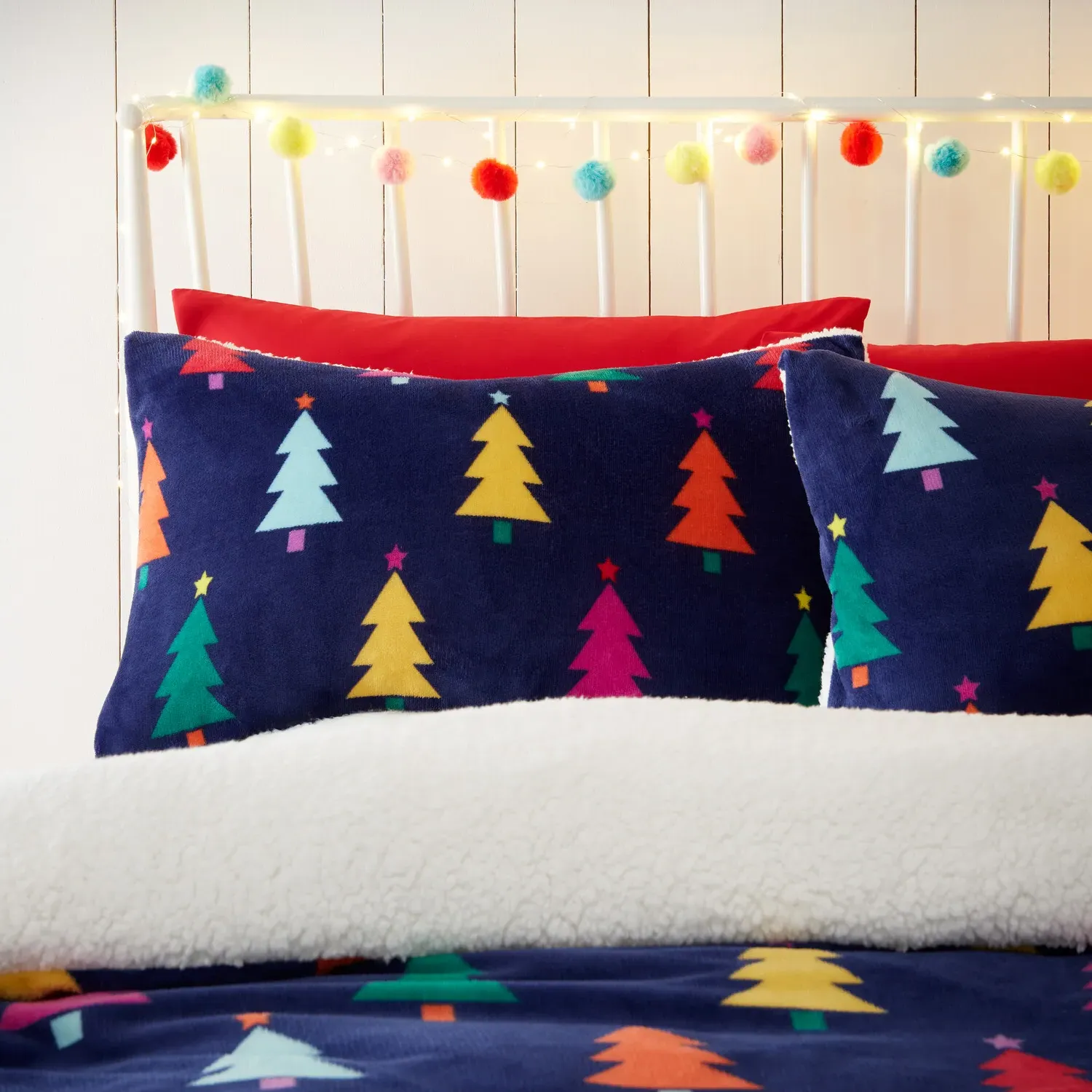 Christmas Brights King Size Fleece Duvet - Navy