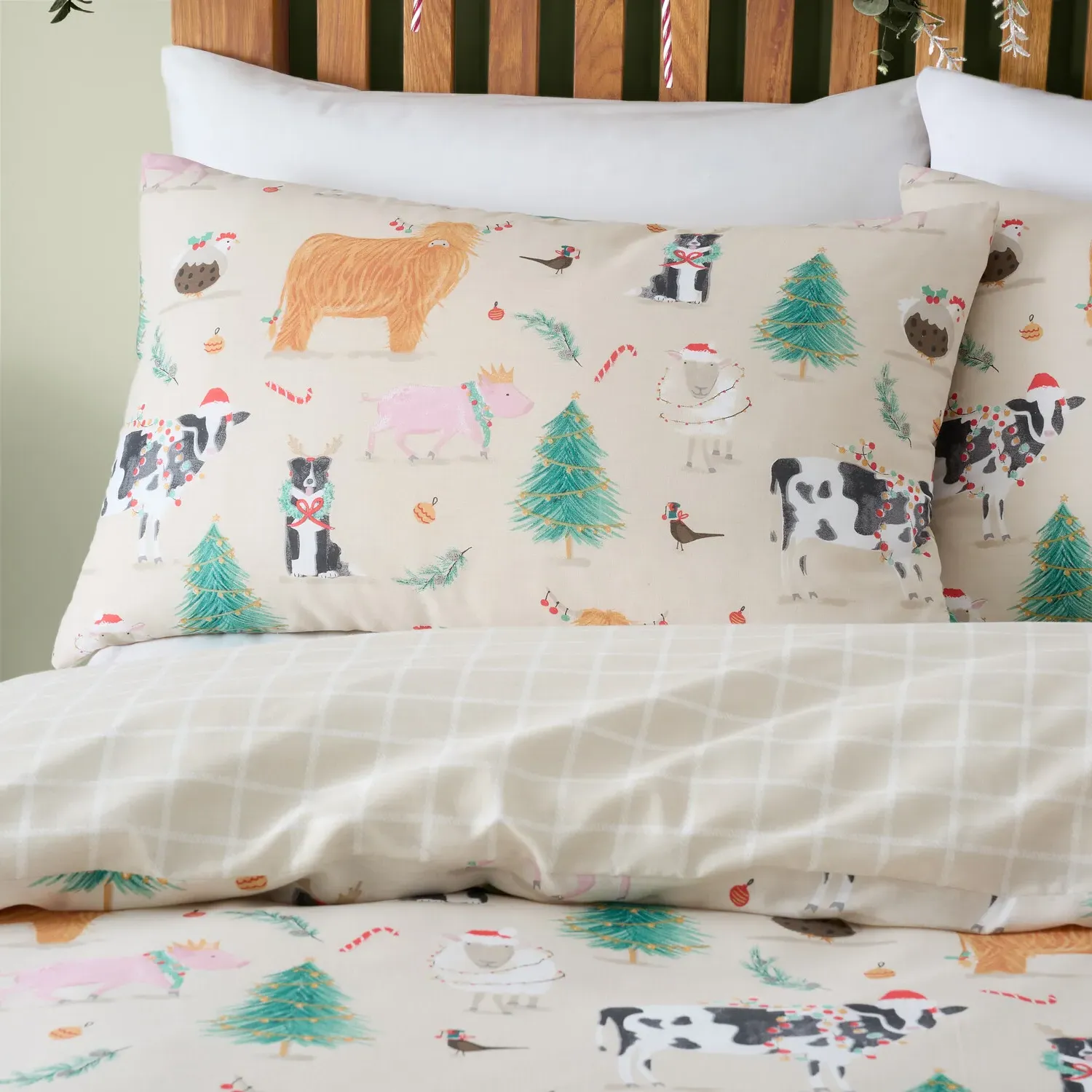 Christmas Farm Single Duvet Set - Natural