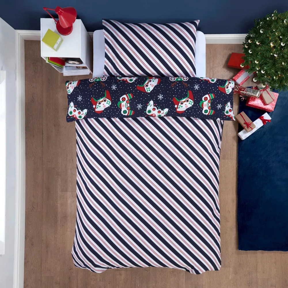 Christmas Gamer Double Duvet Set - Navy