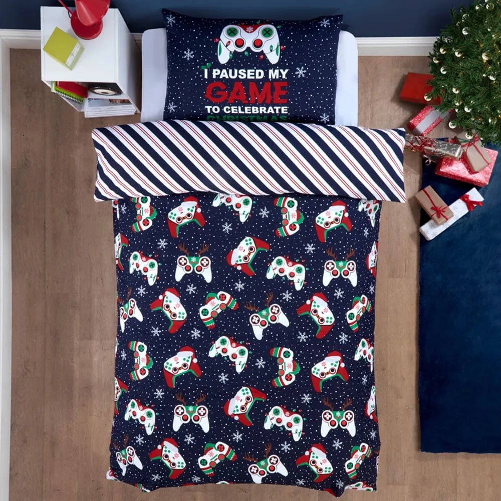 Christmas Gamer Single Duvet Set - Navy image