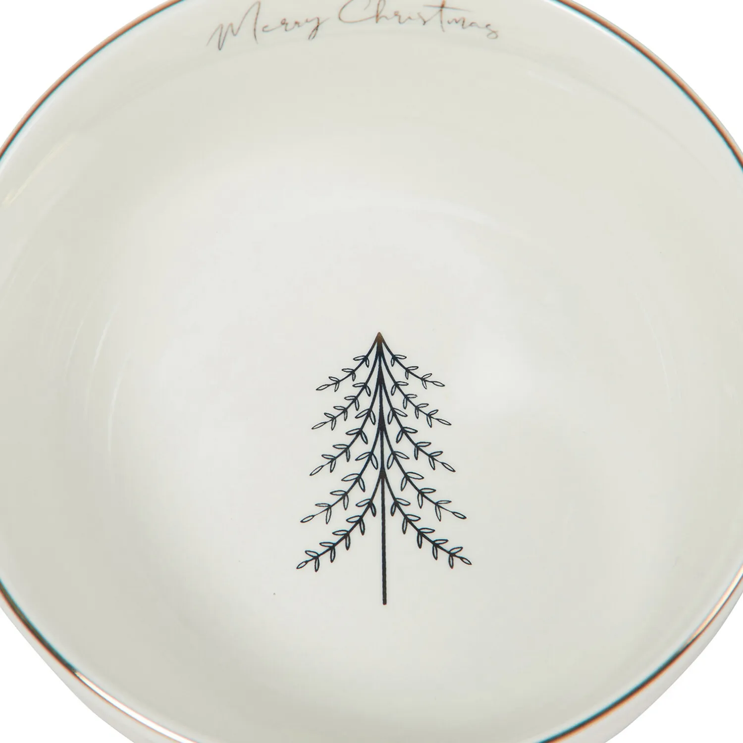 Christmas Pine 5.6 inch Rice Bowl - Gold