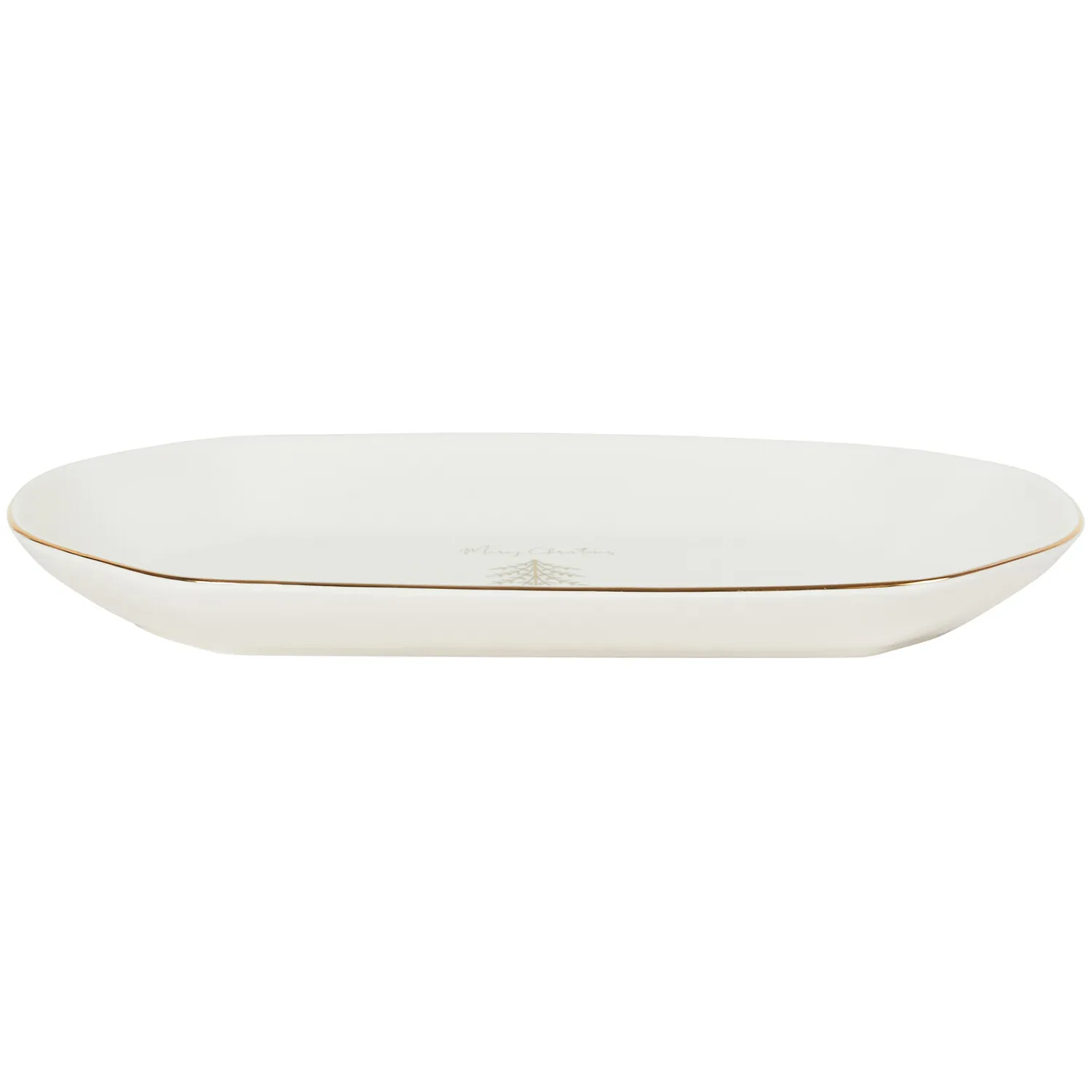 Christmas Pine Oval Platter - Gold