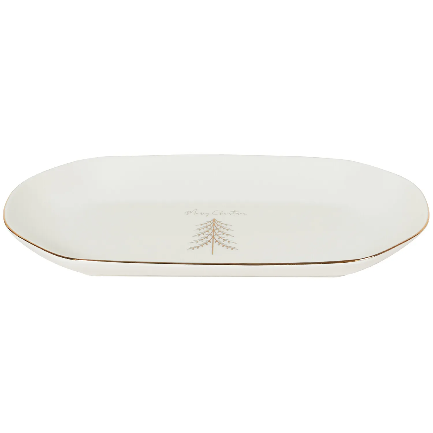 Christmas Pine Oval Platter - Gold