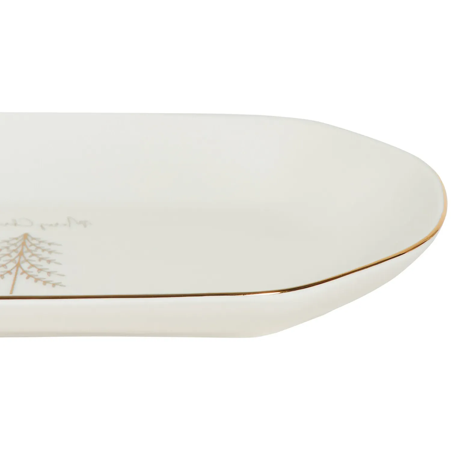Christmas Pine Oval Platter - Gold