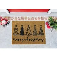 Christmas Printed Coir Door Mat - Brown