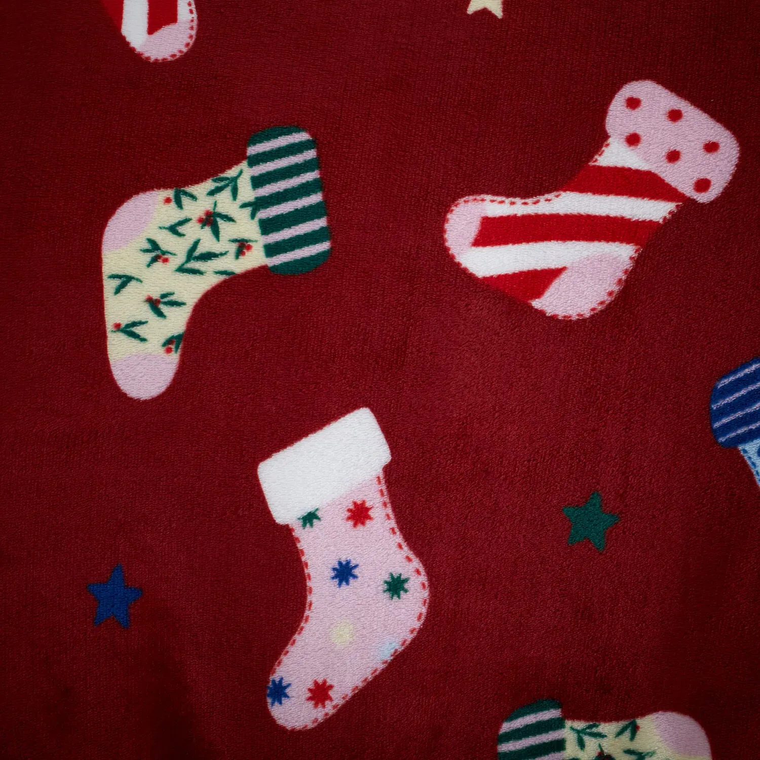 Christmas Stockings Double Duvet Set - Red, Fleece