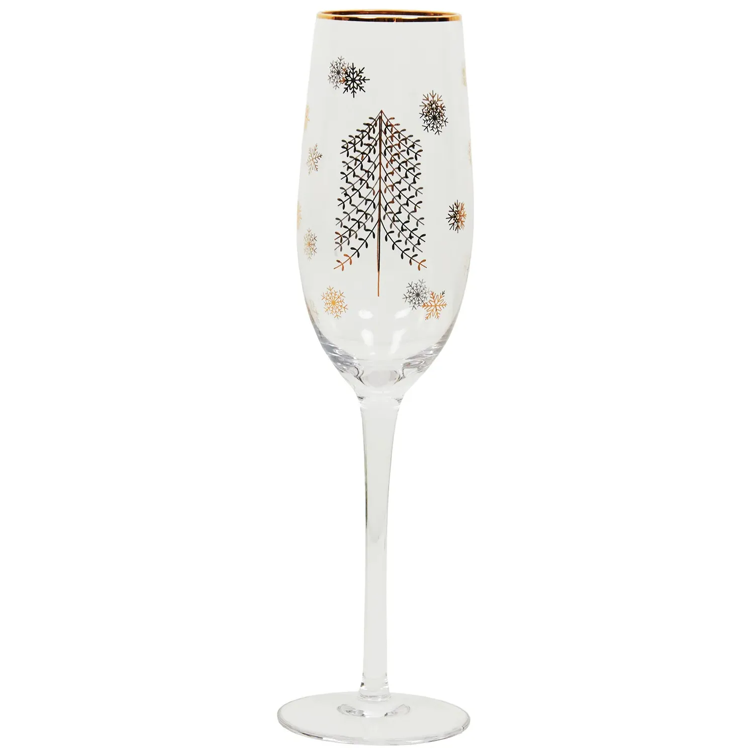 Christmas Tree Champagne Flute 250ml - Gold image
