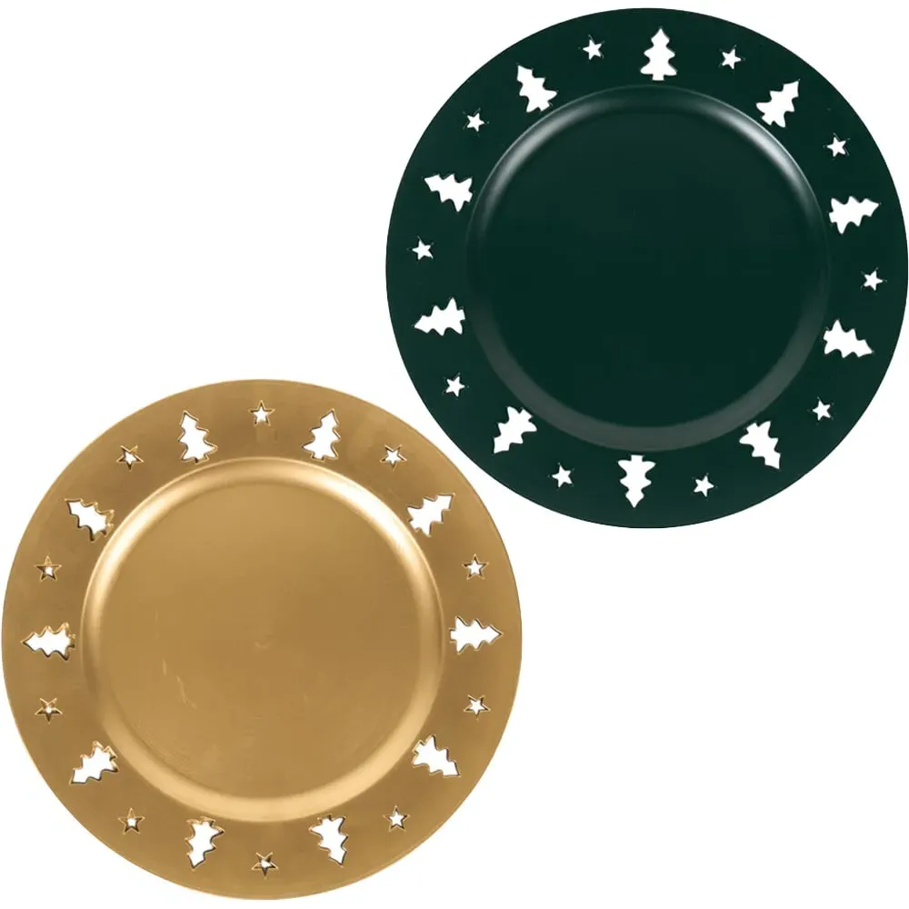 Christmas Tree Charger Plate - Gold, Green image