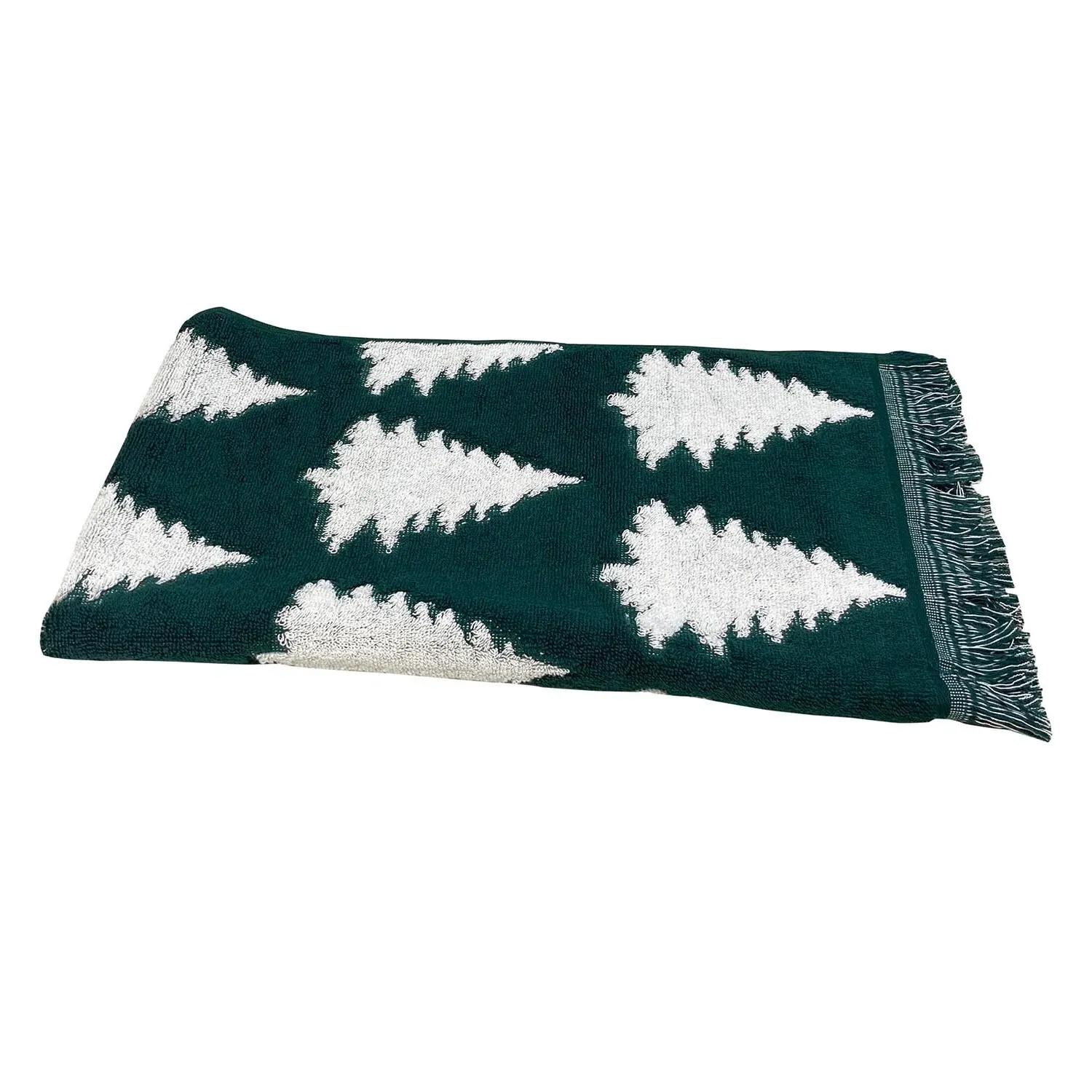 Christmas Tree Fringe Hand Towel - Green, Cotton