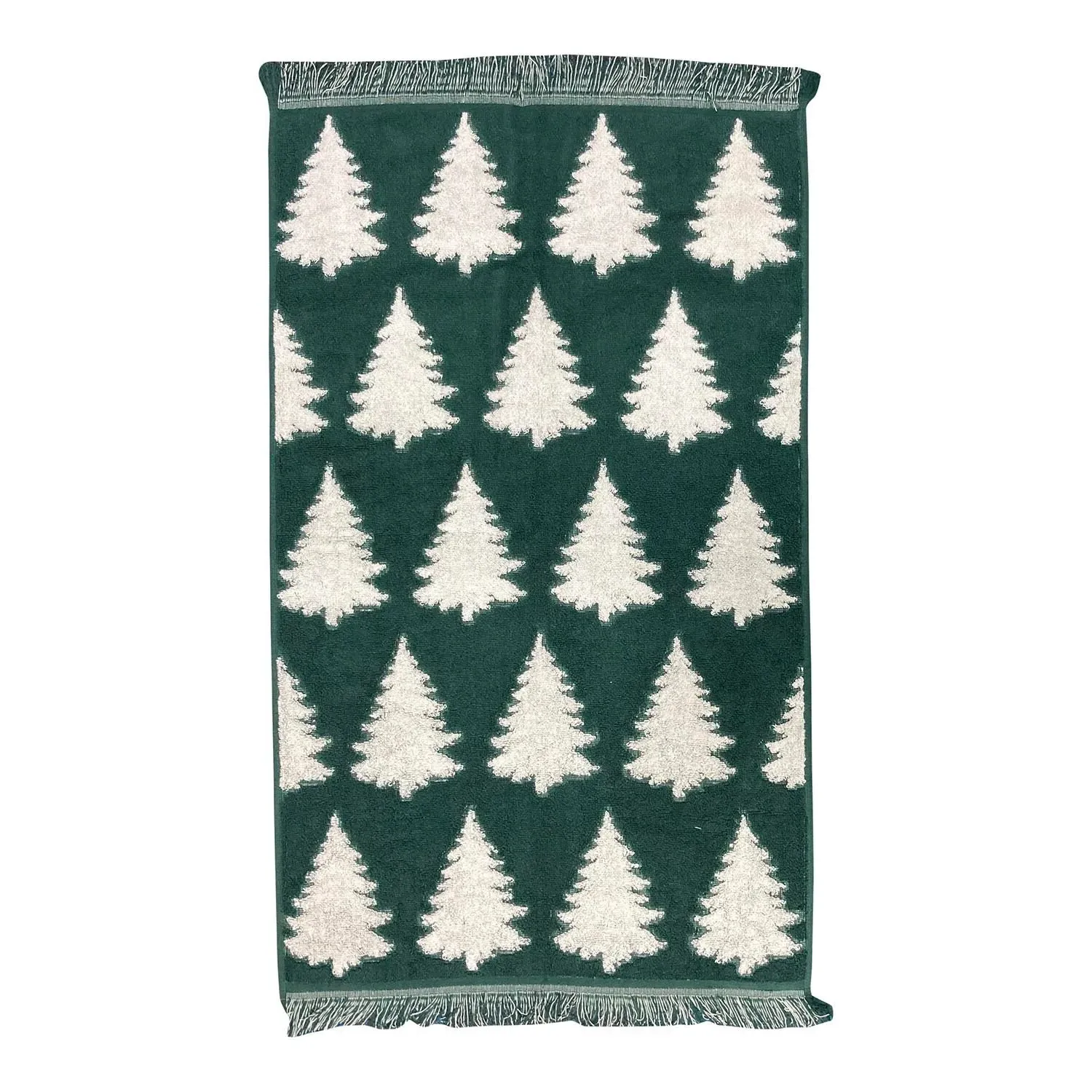 Christmas Tree Fringe Hand Towel - Green, Cotton image