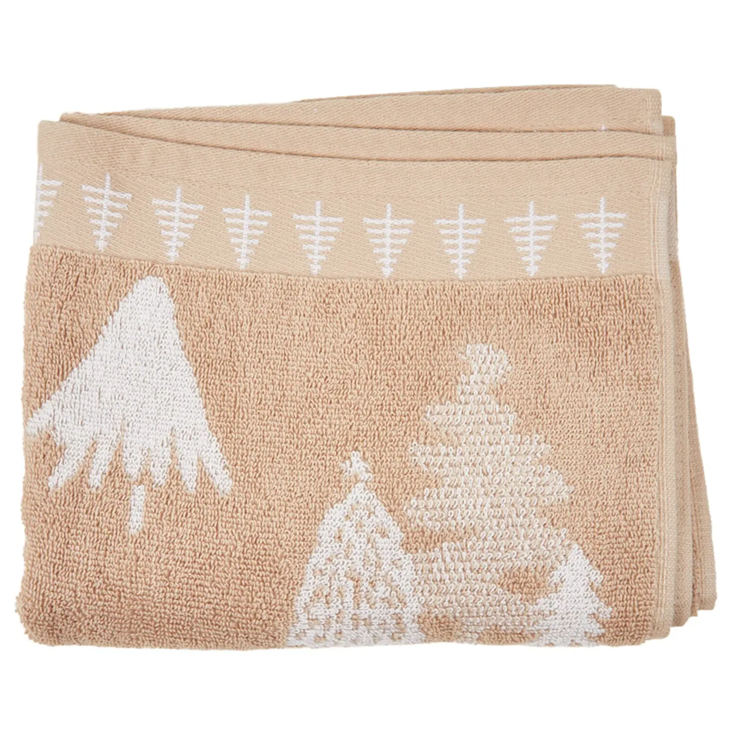 Christmas Tree Hand Towel - Beige, Cotton