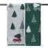 Christmas Tree on Car Hand Towel - Green and White, Cotton