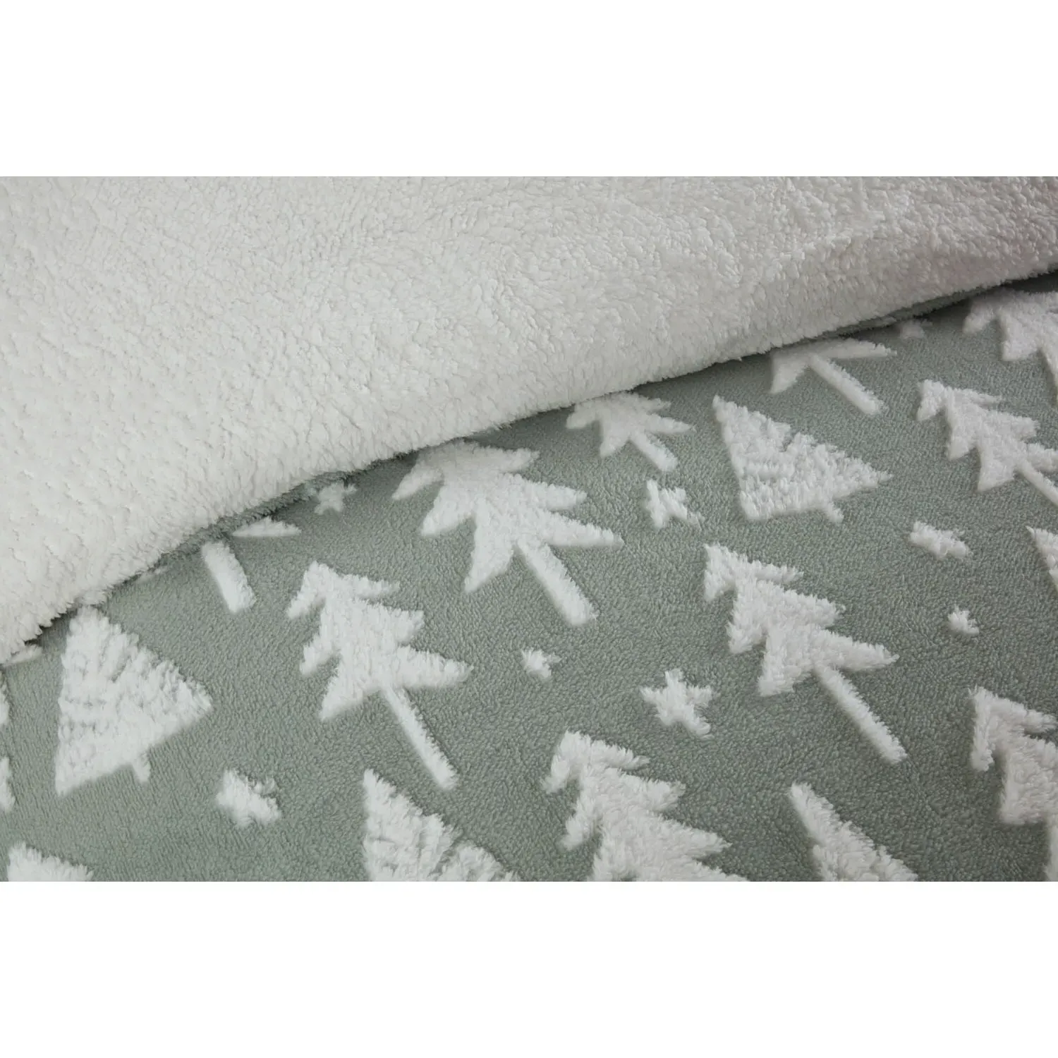Christmas Tree Single Fleece Duvet Cover Set - Sage