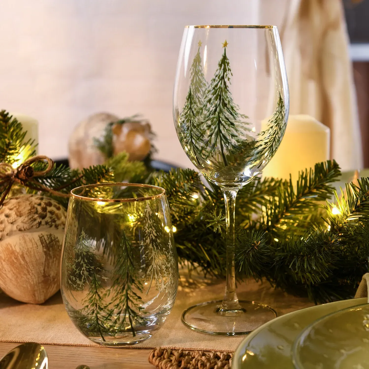 Christmas Tree Wine Glass - Clear