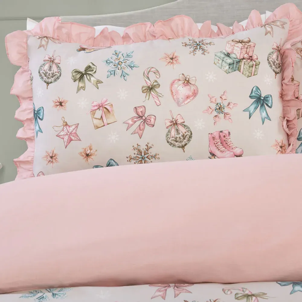 Christmas Vintage King Size Duvet Set - Pink