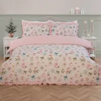 Christmas Vintage Super King Duvet Set - Pink