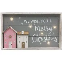 Christmas Wishes LED Wall Art - Wood Effect