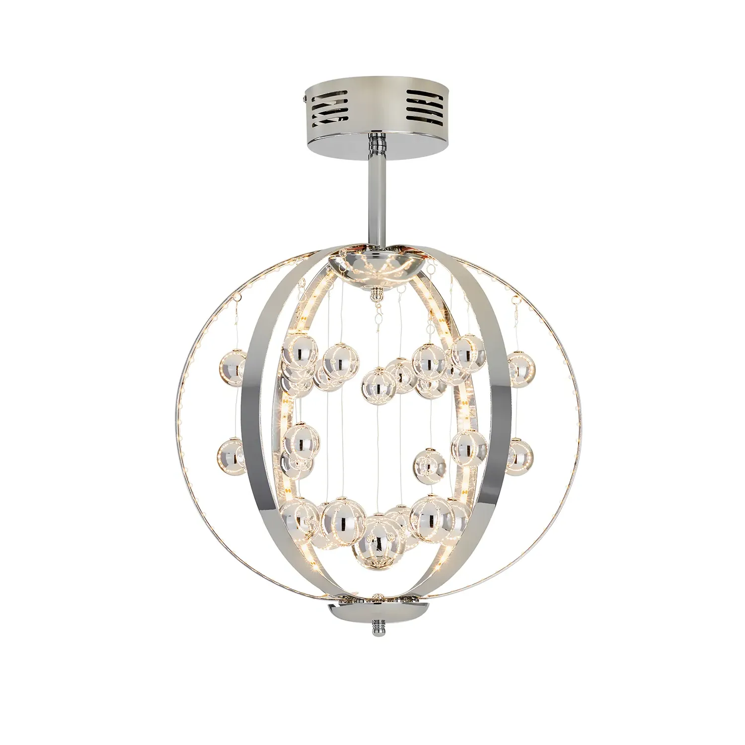Chrome Orb LED Ceiling Fitting - Silver