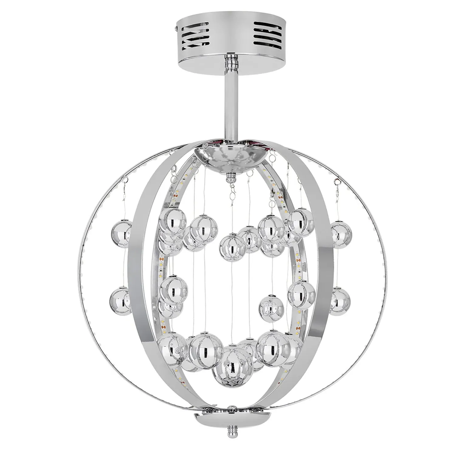Chrome Orb LED Ceiling Fitting - Silver