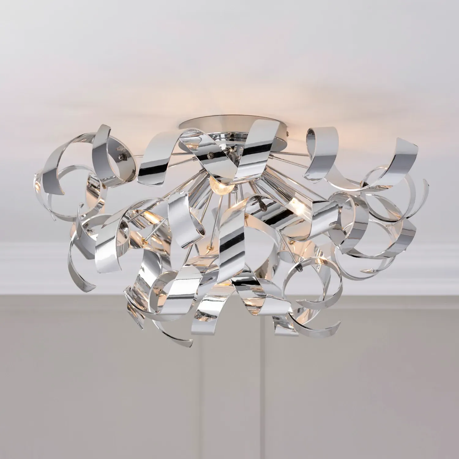 Chrome Twist 3-Light Flush Ceiling Fitting - Chrome