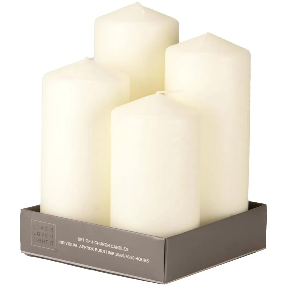 Church Pillar Candle Set of 4