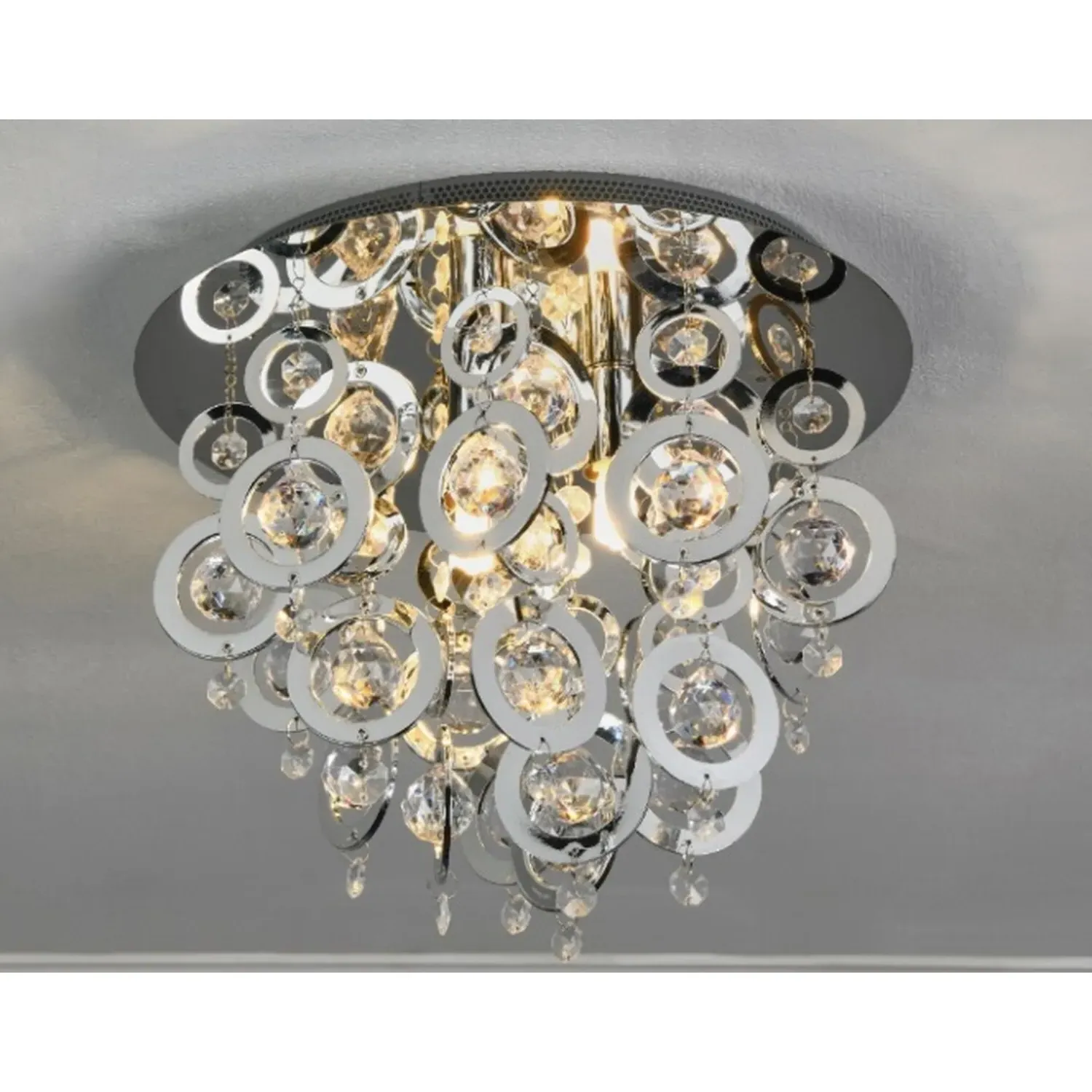 Ciana 3 Light Chrome Flush Ceiling Fitting - Silver