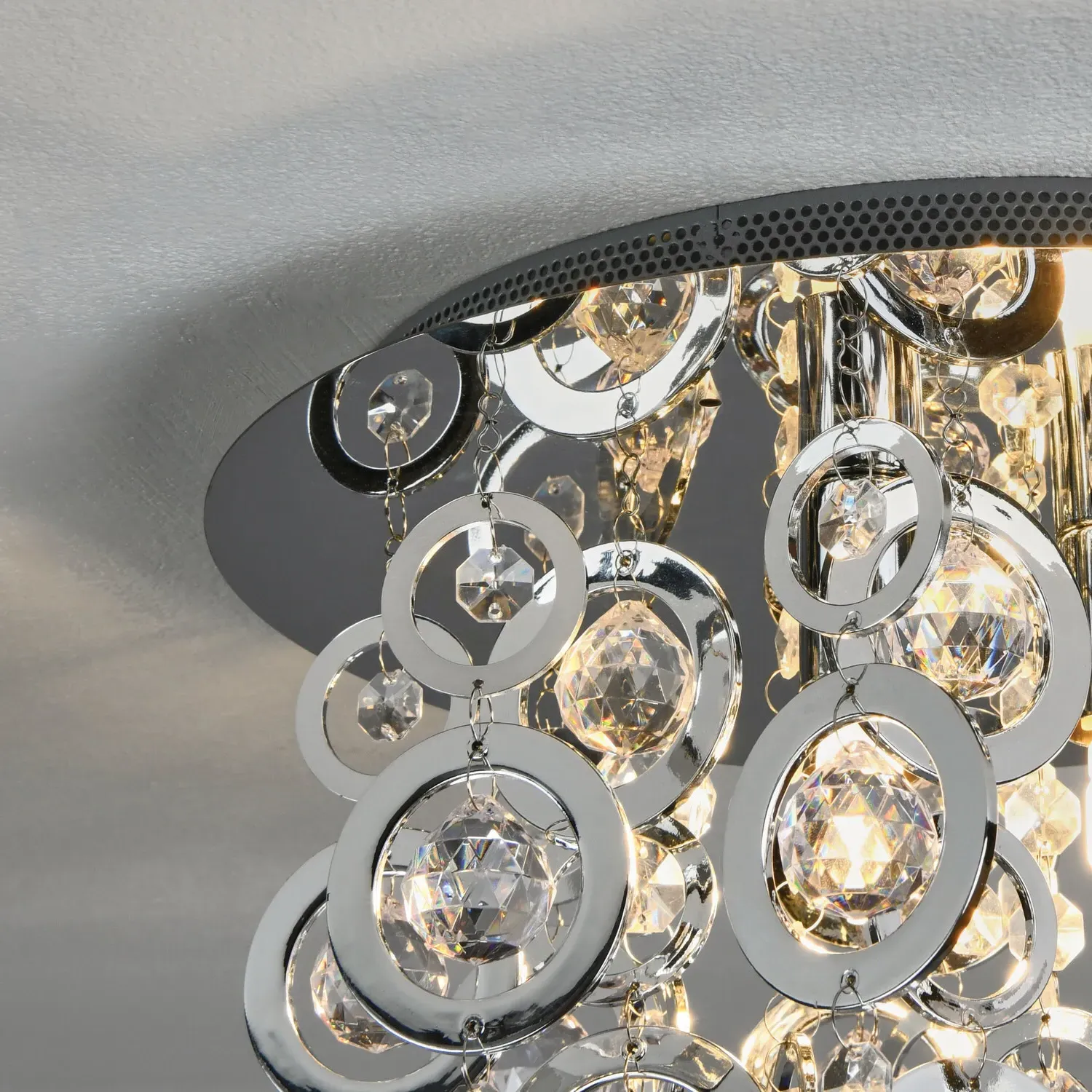 Ciana 3 Light Chrome Flush Ceiling Fitting - Silver