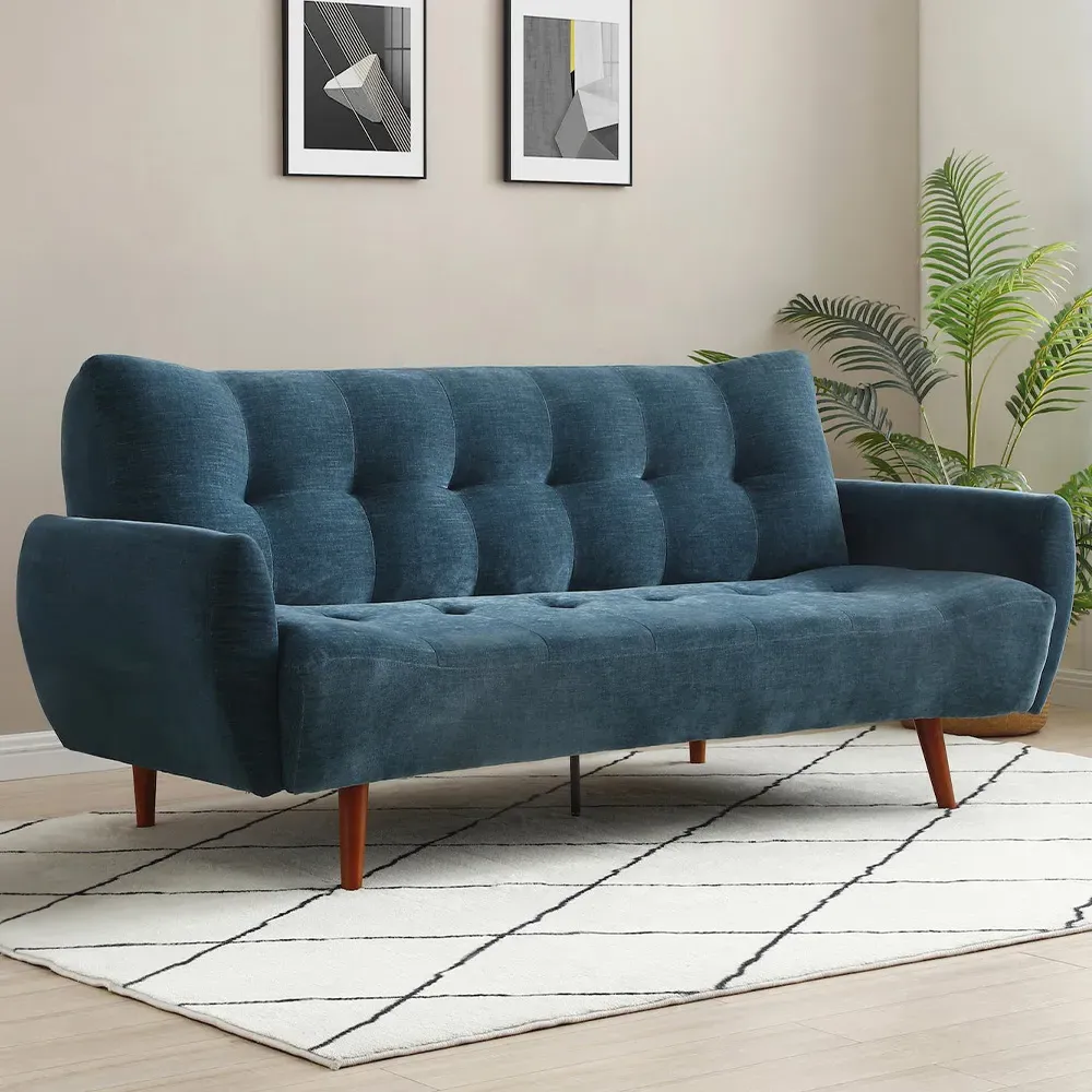 Claire 3-Seater Sofa Bed with Click-Clack - Navy, Chenille image