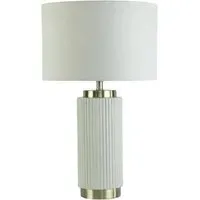 Clara Ribbed Table Lamp - White, Ceramic