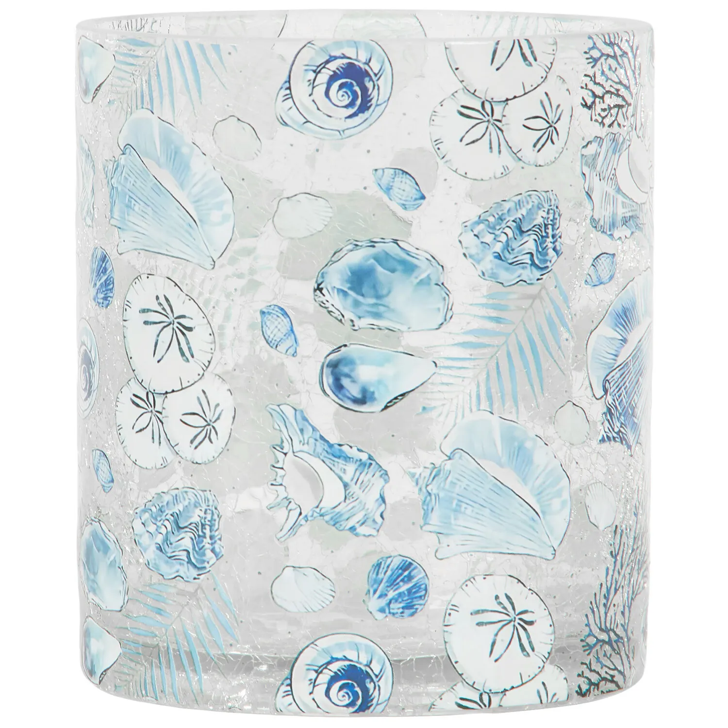 Coastal Crackle Candle Holder - Blue