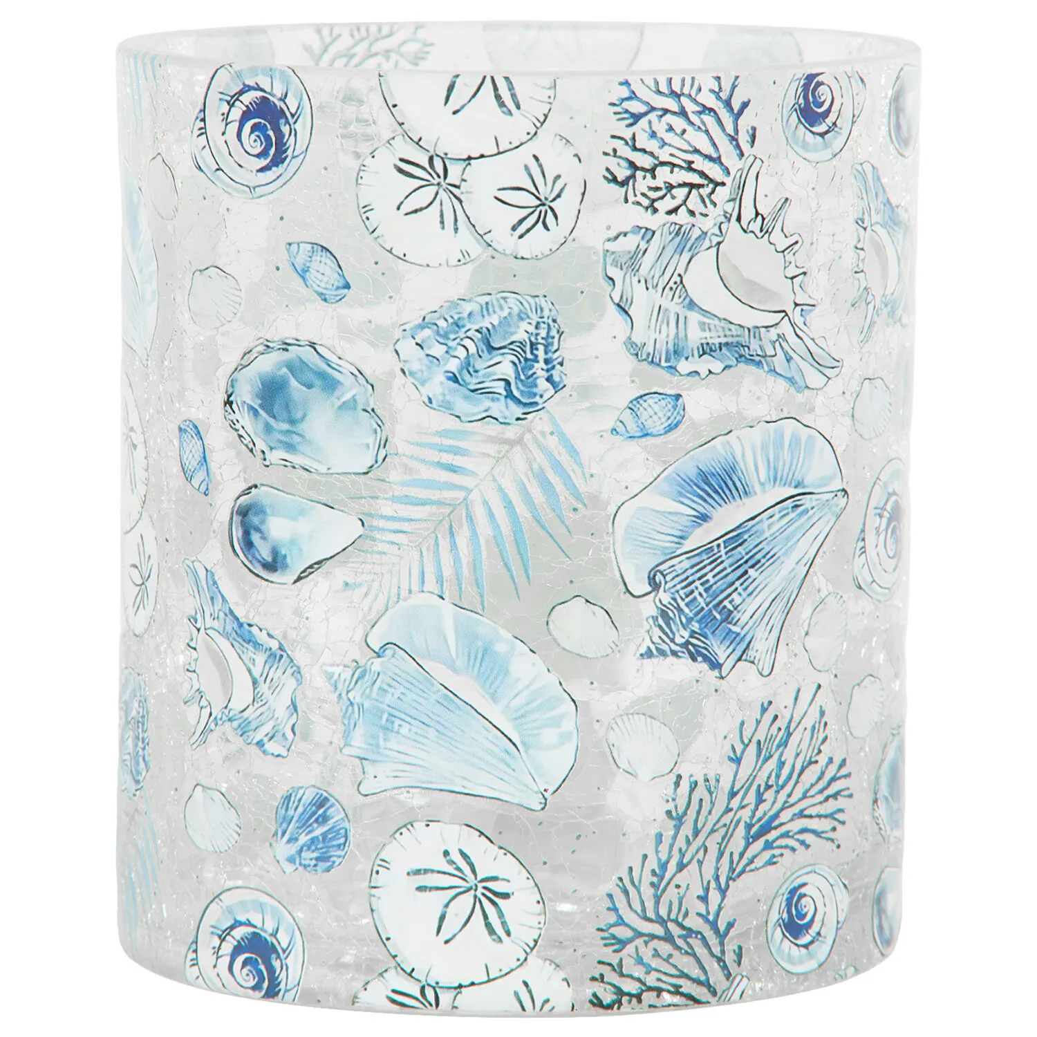 Coastal Crackle Candle Holder - Blue