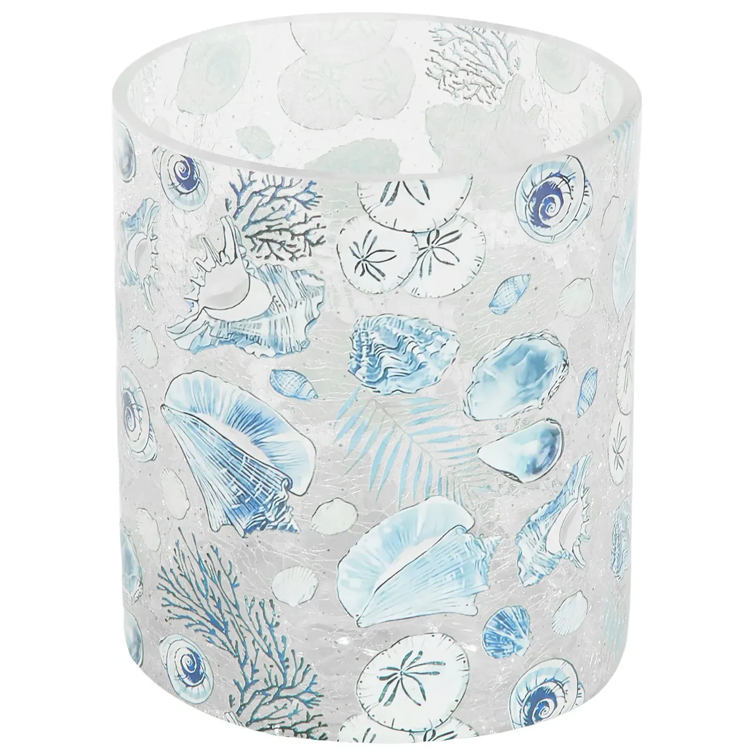 Coastal Crackle Candle Holder - Blue